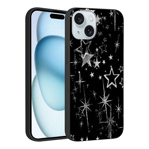 Vulfwela for iPhone 15 6.1'' Cute White Line Stars Phone Case | Cool Aesthetic Y2K Star Design Phone Cover Soft TPU Silicone Anti-Scratch Non-Slip Shockproof Protective Case for Women Girls - Image 1