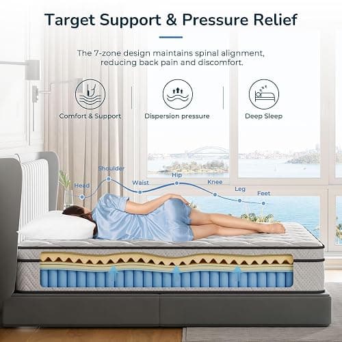 Vesgantti Small Double Mattress, 10.3 Inch Hybrid Mattress 4FT with Breathable Foam and Individually Pocket Spring - Medium Firm, Classic Box Top Collection(120x190x26cm) thumbnail 5