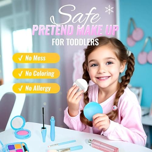 INNOCHEER Pretend Makeup for Toddlers, Fake Play Makeup for Little Girls, Frozen Toy Makeup Set for Girls, Birthday Christmas Princess Gifts Toddler Girl Toys Age 3 4 5 6 7 8 (Not Real Makeup) thumbnail 6