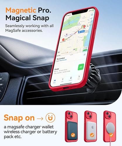 CANSHN Magnetic for iPhone 14 Plus Case, Upgraded [Full Camera Protection] [Compatible with Magsafe] [Translucent Matte] Shockproof Protective Phone Case for iPhone 14 Plus 6.7" - Red thumbnail 3