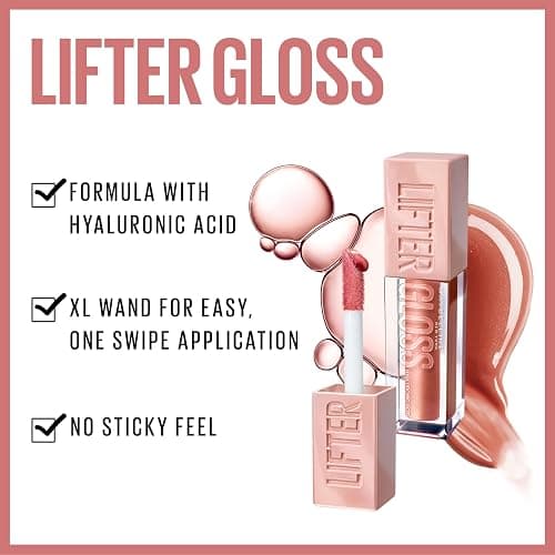 Maybelline Lifter Gloss, Hydrating Lip Gloss with Hyaluronic Acid, Creates Fuller-Looking, Shiny, Moisturised and Plumped Lips. Non-sticky, 003 Moon (Nude Pink) thumbnail 5