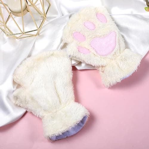 WLLHYF Cat Paws Gloves Fingerless Bear Furry Paw Cute Hand Gear Winter Warm Gloves Halloween Cosplay Costume Accessories thumbnail 5