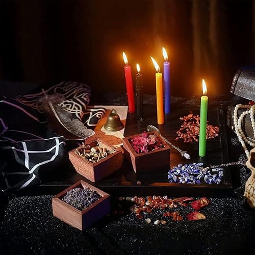 Witchcraft Supplies Kit, 86 PCS Wiccan Supplies and Tools, Include Dried Herbs, Crystal Jars, Colored Candles and Parchments, for Beginners Witches Pagan Altar Decor thumbnail 6