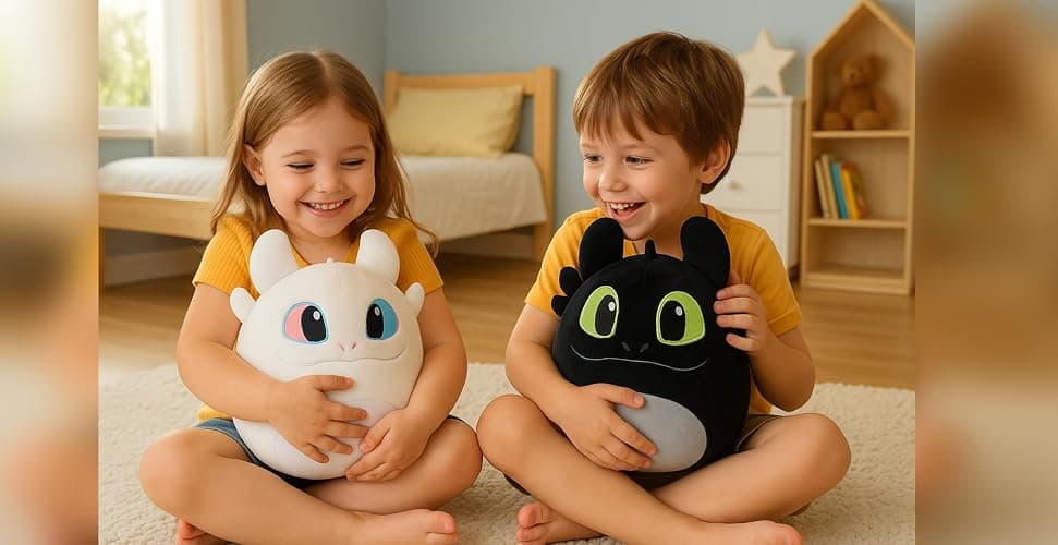 Periyholev Black Dragon Plush, 8-Inch Soft Stuffed Animal Toy, Round Kawaii Plushie, Fantasy Creature Gift for Kids & Fans (White Black) thumbnail 2