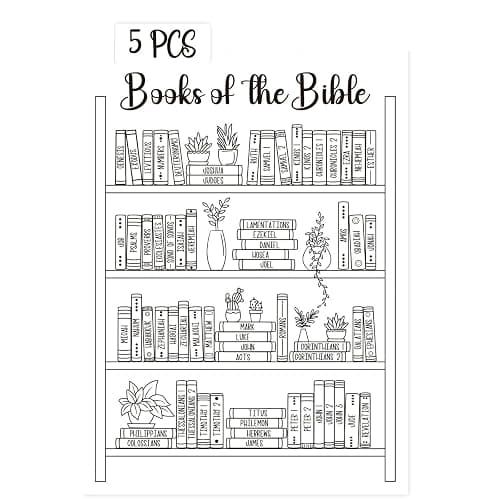 OCQOTAT Books of the Bible Tracker Sticker –Bible Books Shelf Coloring Page, Bible Reading Tracker, Customizable Dashboard Stickers for Scripture Study, Tracking,Bible Organization(Black) - Image 1