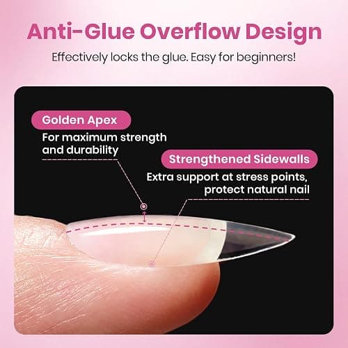 Beetles Gel Nail Tips Flat-X - Almond Medium, 320pcs 16 Sizes, Pre-Etched Half Matte Full Cover Soft Acrylic Press on False Nail Extension Tips Easy DIY Salon for Flat & Natural Nail Beds thumbnail 7