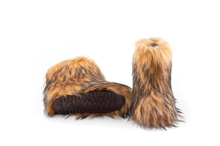 IXU Women's Faux Fur Boot Furry Fluffy Round Toe Suede Snow Winter Women Boots Comfy Plush Warm Short Outdoor Indoor Flat Shoes Mid-Calf Boots thumbnail 4
