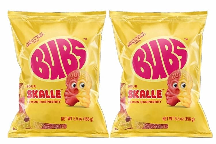BUBS Sour Lemon Raspberry Skulls 2 Pack of 5.5oz – Tangy Sour Gummy Candy – Sweet & Chewy Vegan Candy Treat Made in Mexico, Inspired by Swedish Candy Tradition (2 Pack, Lemon Raspberry) - Image 1
