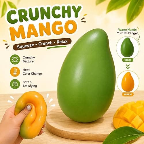 Crunchy Mango Squishy ASMR Bead Filled Realistic Food Stress Ball Squeeze Moldable Slushy Asmr Realistic Taba Handmade Non Rebound Sticky Silicone Dessert Adults Party Favor thumbnail 2