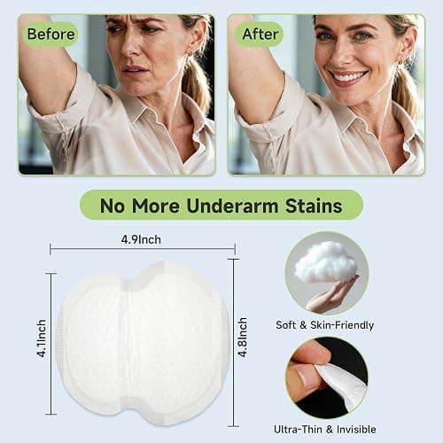 Armpit Sweat Pads, 120 PCS Underarm Sweat Pads for Women and Men, Disposable & Non-Visible Underarm Pads, Extra Adhesive & Comfortable, Sweat Shield Protection for All-Day Freshness thumbnail 3