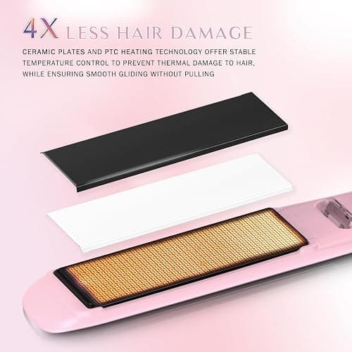 DORISILK 500 Degree High Temp Professional Hair Straightenr ， Ceramic Wide Flat Iron ，2 in 1 Hair Straightener and Curler，Plasma Flat Iron Hair Straightener Get Frizz-Free and Shiny (Purple) thumbnail 5