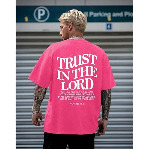 Wrenpies Mens Oversized Christian Shirts God Faith Jesus Religious Tshirts Trust in The Lord Bible Verse Tees Acid Wash Tops thumbnail 5