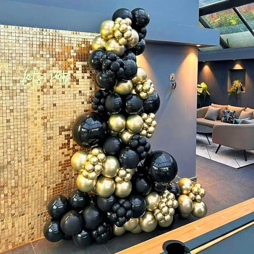 Black and Gold Balloons, 50PCS 12 Inch Black and Gold Confetti Balloon Party Decorations for Birthday,Graduation,New Years,Wedding,Engagement Party Decorations thumbnail 2