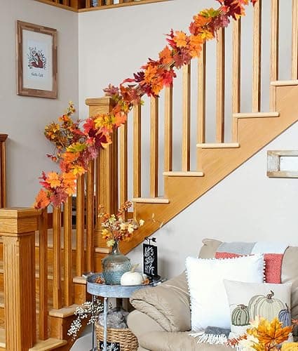DearHouse 2 Pack Fall Garland Maple Leaf, 5.9Ft/Piece 7 Colors Hanging Vine Garland Artificial Autumn Foliage Garland Thanksgiving Decor for Home Wedding Fireplace Party Christmas thumbnail 5