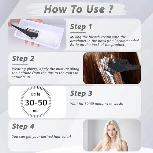Gentle Cream Hair Bleach Kit, Ammonia-Free Bleach for Hair with Developer, Lifts Up to 8 Levels, No-Drip Hair Lightening Kit for Home Use thumbnail 5