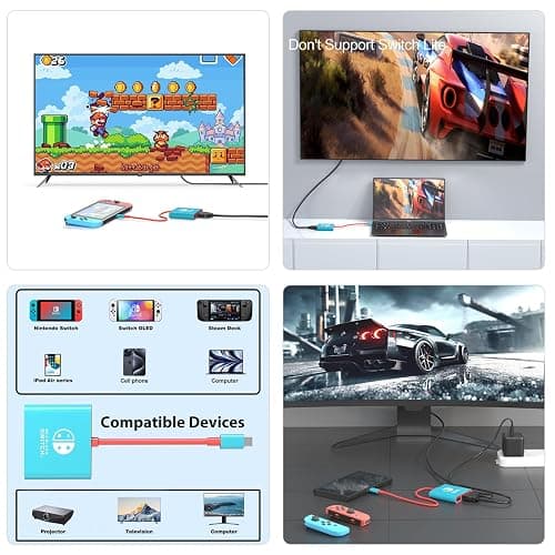Switch Dock for Nintendo Switch Docking Station Portable Switch TV Adapter Support 4K/60HZ Switch TV Dock Mode Compatible Steam Deck Nintendo Switch OLED Switch Travel Dock with HDMI2.0 USB3.0 Port thumbnail 5