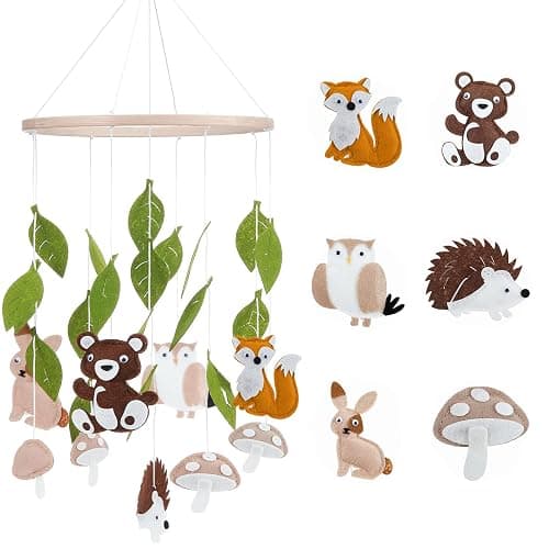Woodland Ocean Mobile for Crib Jungle Baby Nursery Mobiles Forest Safari Toys for Crib Animals Woodland Nursery Decor for Baby Boys Girls Toys Room Decor (Land Animal) - Image 1