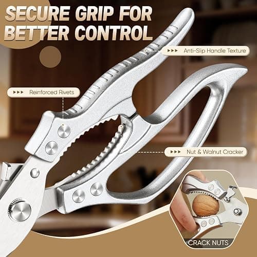 Freelander Kitchen Scissors Set - All Purpose Heavy Duty Poultry Shears | Japanese Kitchen Shears for Food, Chicken, Meat, Fish, Vegetables, Ergonomic Non-Slip Handle, Gifts for Women Men thumbnail 5
