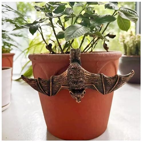 Bnrkmeb Resin Bat Statue, Bat Flower Pot Decoration, Flower Pot Plant Decoration, Fairy Garden Accessories, for Family or Friends, It Can Make Your Flowerpot More Vibrant - Image 1