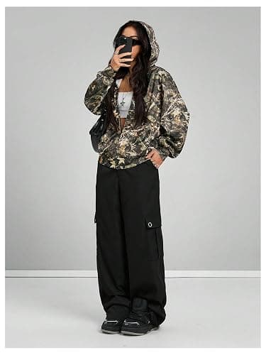 SOLY HUX Women's Y2k Camo Oversized Hoodie Vintage Zip Up Sweatshirts | Drop Shoulder, with Pockets, Streetwear, Rave Outfit thumbnail 5