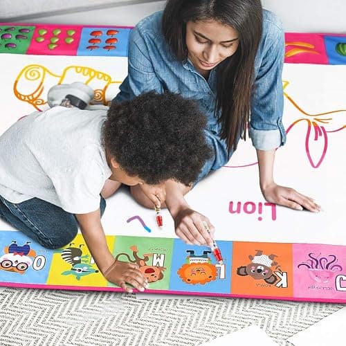 Water Doodle Mat - Kids Painting Writing Doodle Toy Board - Color Doodle Drawing Mat Bring Magic Pens Educational Toys for Age 3 4 5 6 7 8 9 10 11 12 Year Old Girls Boys Age Toddler Gift (Pink) thumbnail 6