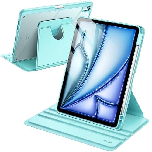 JETech Rotating Case for iPad Air 11-Inch M3/M2 (2025/2024), iPad Air 5/4 (2022/2020 5th/4th Generation), 360 Degree Rotation Protective Stand Cover Clear Back, Auto Wake/Sleep (Mint Blue) - Image 1
