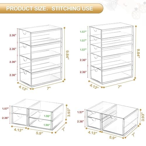 caktraie Makeup Organizer Storage With 16 Drawers, 4 Pcs Desktop Office Supplies, Desk Organizers, Clear Accessories, Dustproof Storage Drawer and for Make Up, Jewelry, Pen, Stationary thumbnail 2