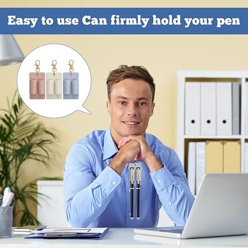 Nretluo 3 Pcs Double Hole Lanyard Pen Holder,Blue White Pink Pen Holder for Lanyard, Pens Lanyards for Offices Schools Hospitals Teachers Students thumbnail 5