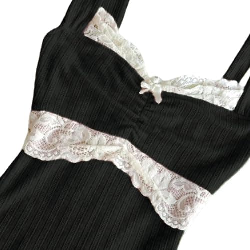 Women's Lace Trim Cami Tops Cable Knit Fairy Grunge Camisole Top Coquette Aesthetic Clothes thumbnail 3