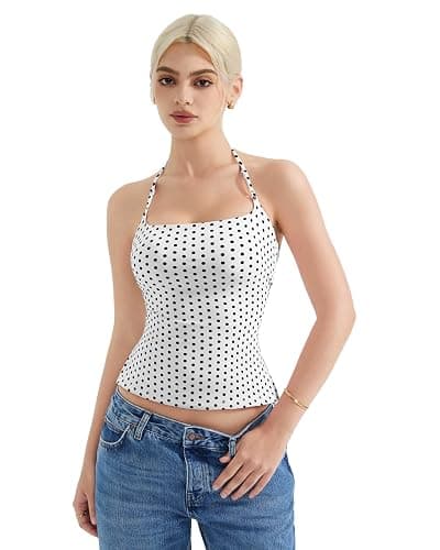 SUUKSESS Women Halter Double Lined Tank Top Backless Going Out Camisole Crop Top thumbnail 2