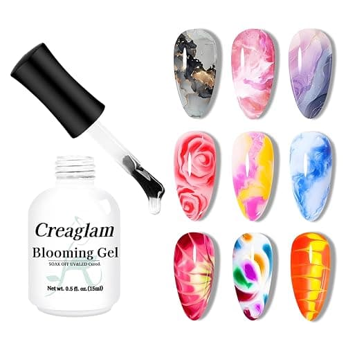Creaglam Blooming Gel Nail Polish: Marble Natural Stone Clear Blossom Gel Polish for Women at Home Art Design - 15ml Nail Glue Spreading Effect - UV LED DIY Nail Salons Color Flower Watercolor Magic - Image 1