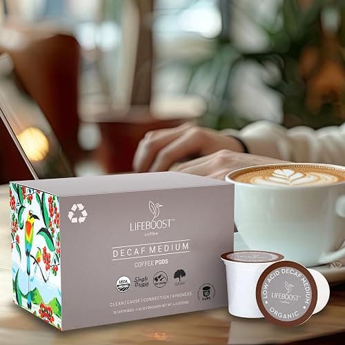 Lifeboost Organic Decaf Coffee K Cups - Low Acid Single Origin Non-GMO Mold Free Decaf Coffee Pods Compatible with Keurig & Keurig 2 - Third Party Tested for Mycotoxins and Pesticides - 10 Count thumbnail 9