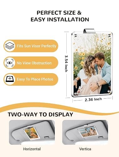 4 Pack Car Picture Holder, Clear Acrylic Magnetic Car Photo Holder, Horizontal & Vertical Photo Car Visor Photo Clip, Personalized Car Picture Frame, Suitable for Adding Family, Personal or Pets Photos thumbnail 3