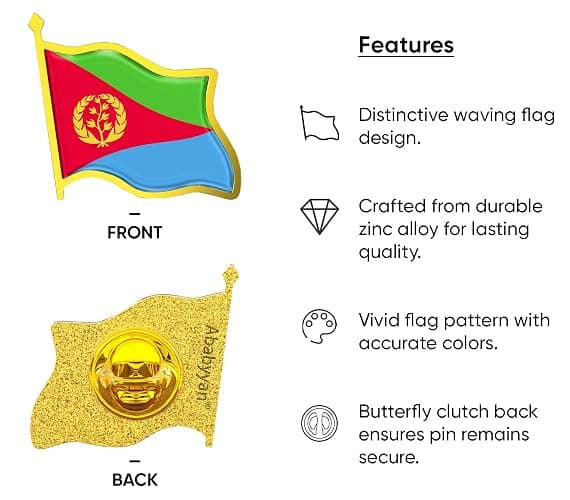 Eritrea Flag Lapel Pin - Enamel Metal National Badge | World Travel Souvenir Gifts for Men & Women | Country Flag Patriotic Brooch Bulk Pack of Pins for Hat, Tie, Clothes, Backpack (1pc) thumbnail 3