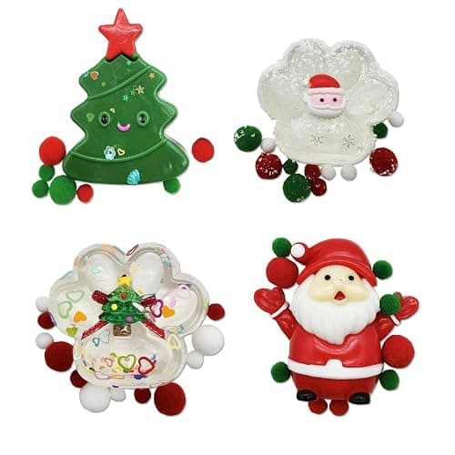 4 Pcs Taba Squishy,Christmas Cat Paw Squeeze Toys,Cute Taba Squishies,Santa Claus and Christmas Tree Kawaii Sensory Toys Gifts - Image 1