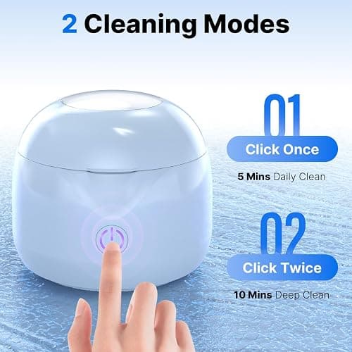 CXRUY Ultrasonic Retainer Cleaner - UV Dental Cleaning Pod Night Guard Cleaner for Dentures, Aligner, Braces, Toothbrush Heads, Jewelry (Blue) thumbnail 5