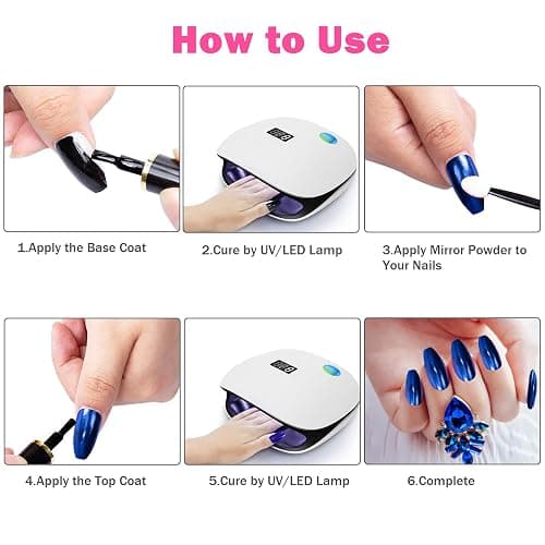 MELLIEX 8 Döschen Metallic Glitzerpuder, Nail Art Chrome Pigment Pulver Spiegel Effekt Nagelpuder für Nägel Dekoration thumbnail 4