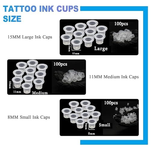303Pcs Tattoo Ink Caps Kit - Emalla 3Pcs Black Tattoo Ink Cups Holder with 300Pcs Tattoo Ink Caps 100 Small 100 Medium 100 Large Tattoo Ink Cups Tattoo Ink Container Tattoo Kit Tattoo Supplies thumbnail 4
