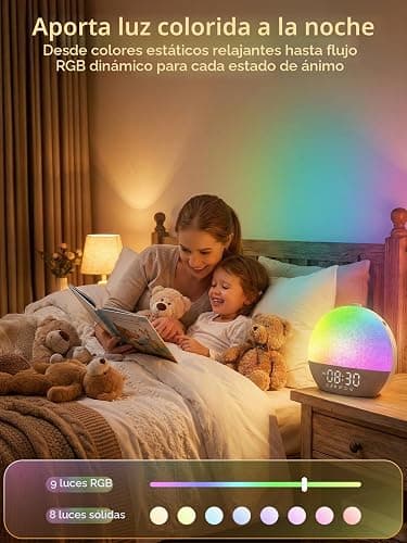 Despertador Amanecer, Despertador con Luz Natural Simulación de Amanecer, Lámpara de Cabecera Bluetooth, 30 Sonidos Ruido Blanco, 17 Modos de Luz RGB, 20 Niveles de Brillo, Temporizador y Snooze thumbnail 6