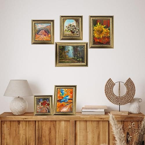 TKYGU 5x7 Picture Frame with Real Glass, 4 set Ornate Vintage Picture Frames for Wall or Tabletop Display, Gold 5 x 7 Frame for Wall home best gift thumbnail 2