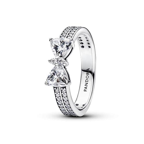 PANDORA Anello in argento da donna con fiocco scintillante, doppia fila 193552C01 - Image 1