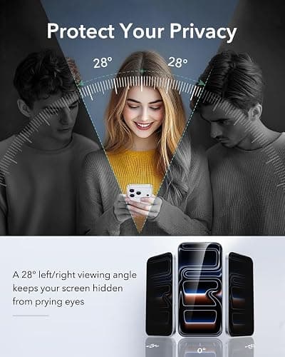 ESR 3 Pack for iPhone 17 Pro Max Privacy Screen Protector, Classic | Easy One-Pull Installation, 2X Impact Absorption, Anti-Spy, Full-Coverage Protection, UltraFit Tray, 9H Tempered Glass thumbnail 3