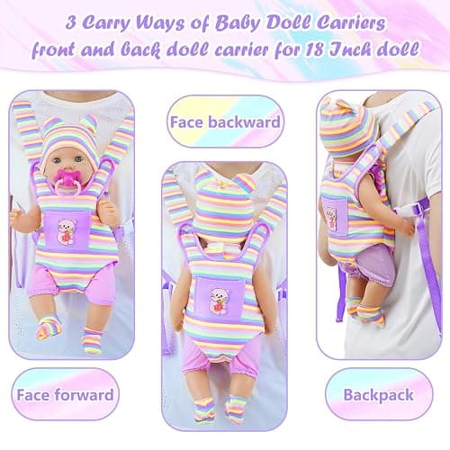 ZITA ELEMENT Baby Doll Carrier for 16-18 Inch Doll, Reborn Baby Doll Carrier with Doll Accessories for Doll Toys, Doll Carrier for Girls and Boys thumbnail 5