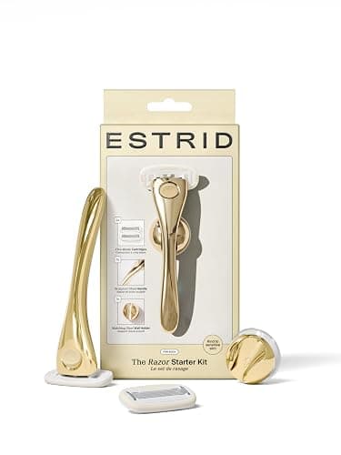 Estrid Starter Kit - Steel Razor + 2 * 5 blade Refill + Wall holder Razor for Body, Vegan, For sensitive skin, 2 refill cartridges (Halo) - Image 1