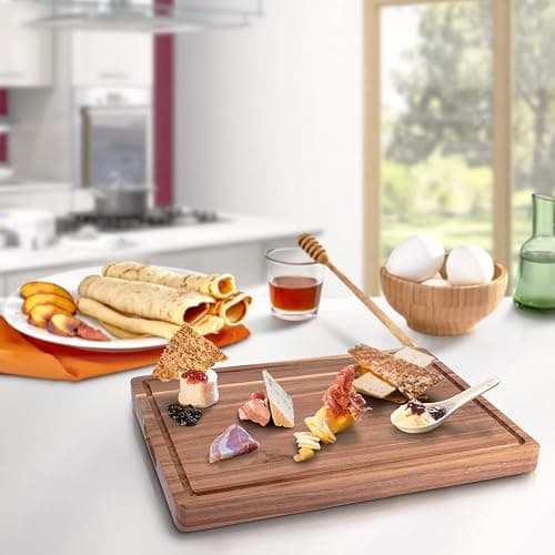 Large Acacia Wood Cutting Boards for Kitchen, 20 x 15 Inch Extra Large Wooden Cutting Board with Juice Groove, Reversible Butcher Block Cutting Board for Meat and Veggies thumbnail 7