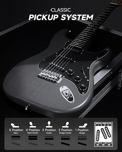 DONNER DST-80 Electric Guitar 39” Beginner Electric Guitar Kit with Amp, Classic SSS Pickup Complete with Gig Bag, Tuner, Capo, Strap, Picks, and Free Online Lessons thumbnail 3
