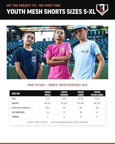 Baseball Lifestyle 101 Boy's Mesh Shorts w/Side Pockets Elastic Waist, 5 in Inseam thumbnail 6
