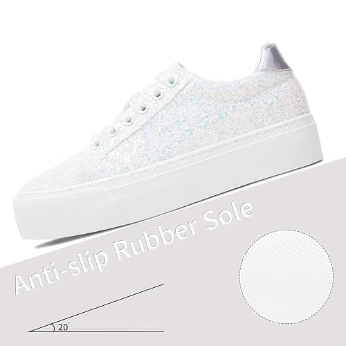 Jeekopeg Glitter Platform Sneakers Women Casual Sequin Sparkly Shoes Bling Thick Sole Walking Shoes Shiny Sequin Wedding Sneakers for Lady thumbnail 4