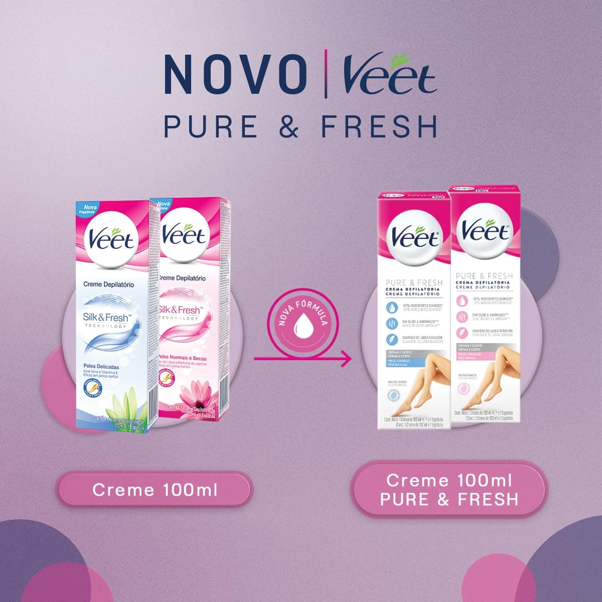 Veet Creme Depilatório Pure & Fresh Peles Delicadas 100ml thumbnail 3