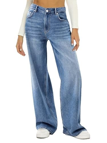 HDLTE Women Wide Leg Jeans High Waist Baggy Jean Loose Boyfriend Jeans Denim Pants Y2K - Image 1